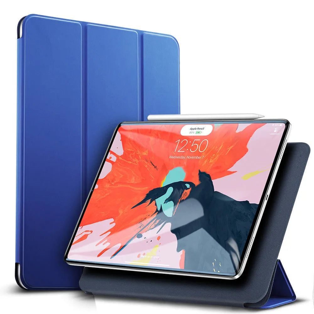 Magnetic smart case for iPad Pro 11 2018 release with trifold stand and rubberized cover in black