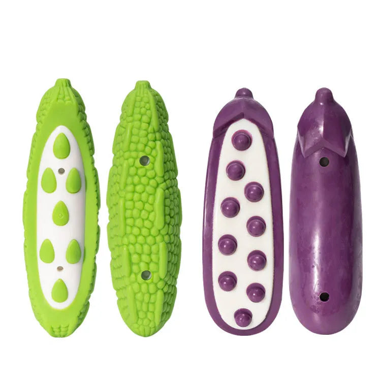 Green and purple meat-scented rubber dog chew toy for large dogs and puppies