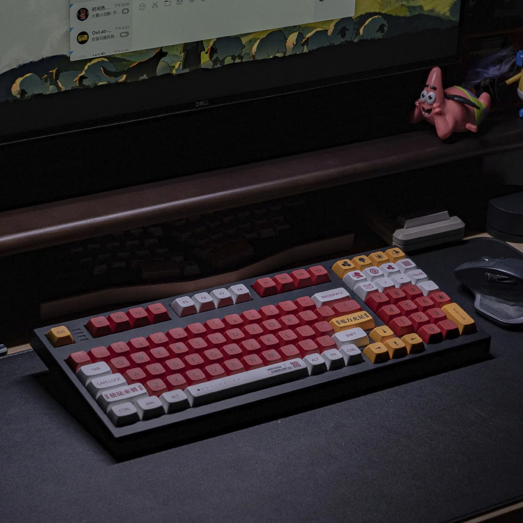 138 PBT key caps with sublimation printed boy and girl colour designs for mechanical keyboards