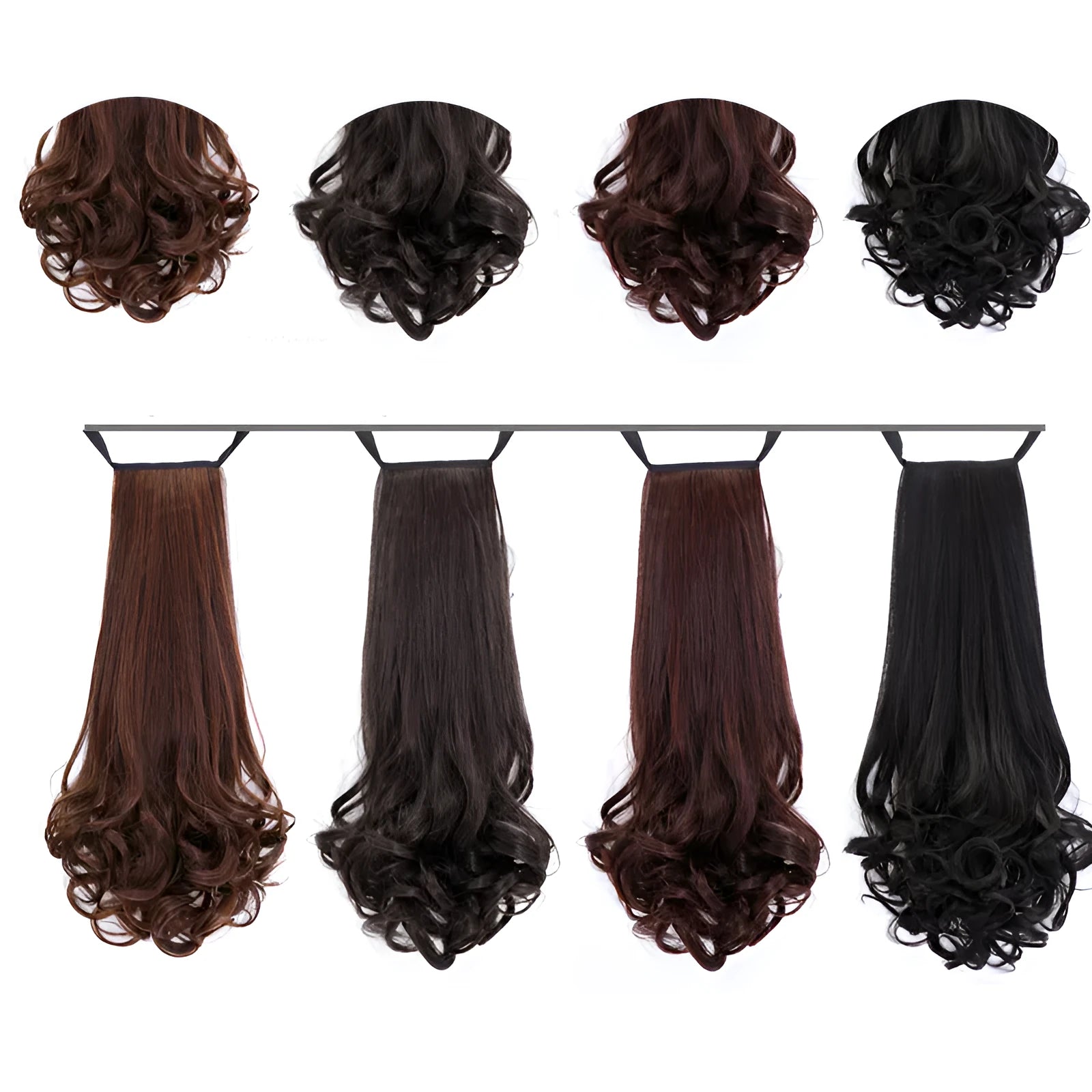 Ladies wig ponytail in high temperature wire medium long length for women