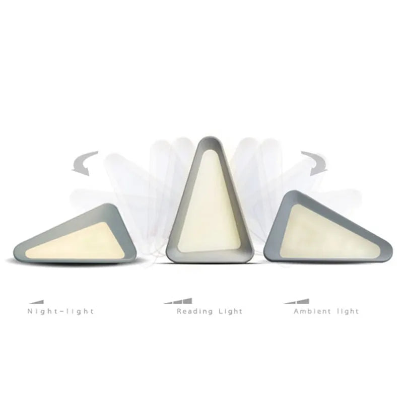 Creative flip LED night light in simple white with petal shape, USB chargeable gravity sensor lamp on desk