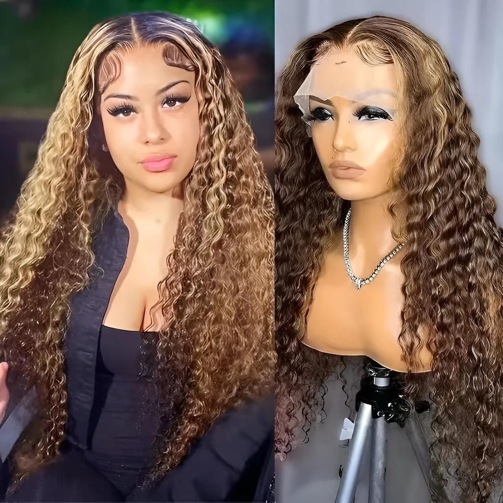Fluffy big wave half headgear wig in a dark colour with long curly hair and side bangs
