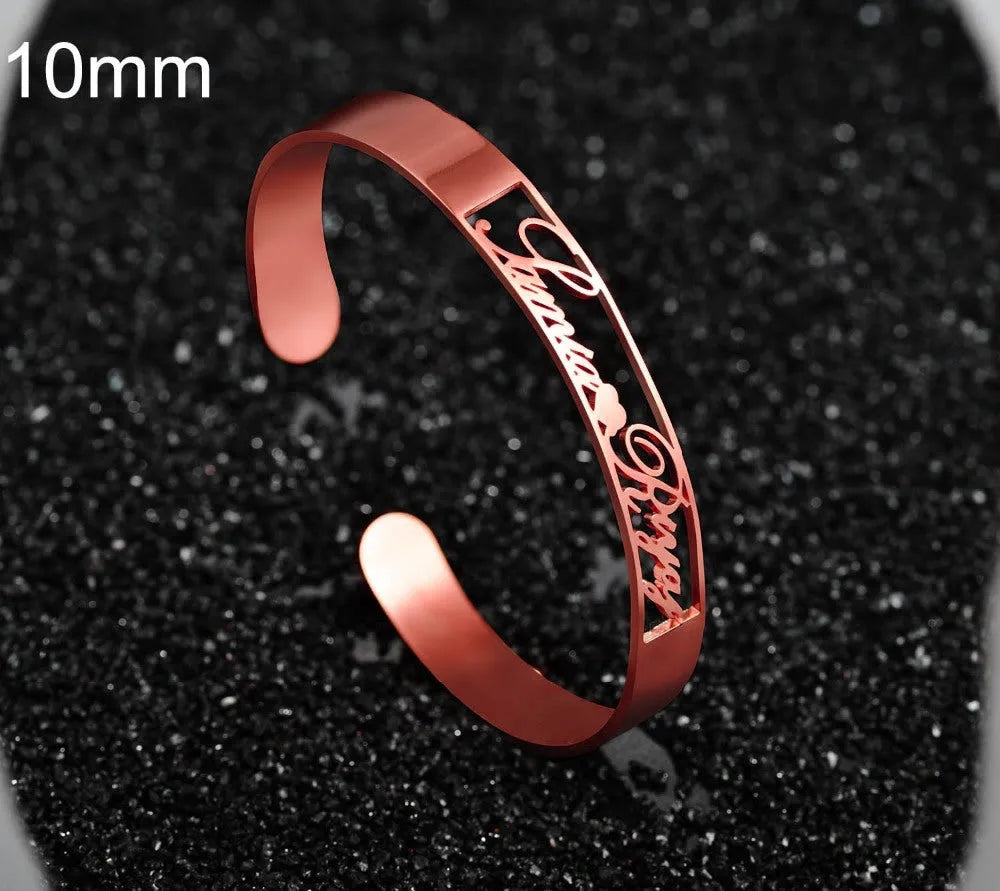 Custom name bracelet stainless steel silver finish with engraved text 6mm width