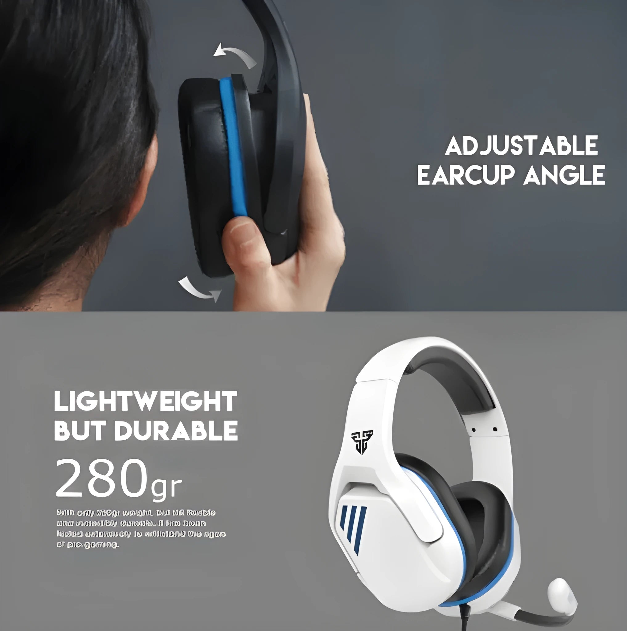MH86 esports gaming headset in black with 50 mm drivers and detachable cable