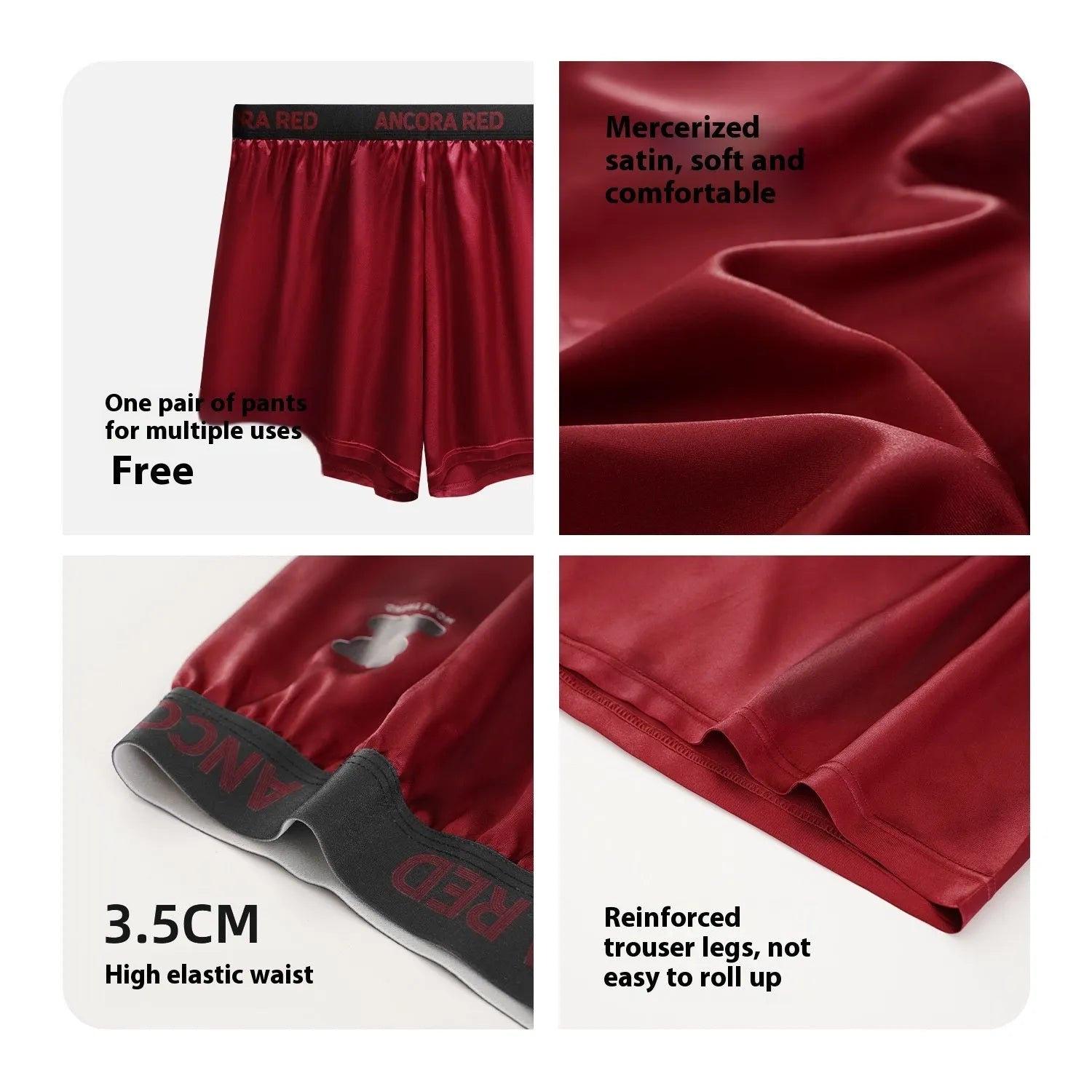 Solid colour men's boxer briefs in knitted polyester fabric showing mid waist design