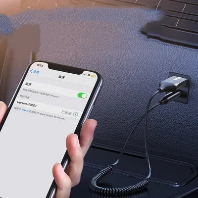 Bluetooth 5.0 audio transmitter USB interface in black with compact design