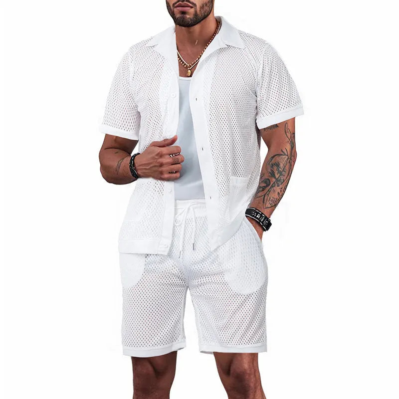 Design Beach Hawaii see-through cardigan shorts set in thin fabric for summer wear