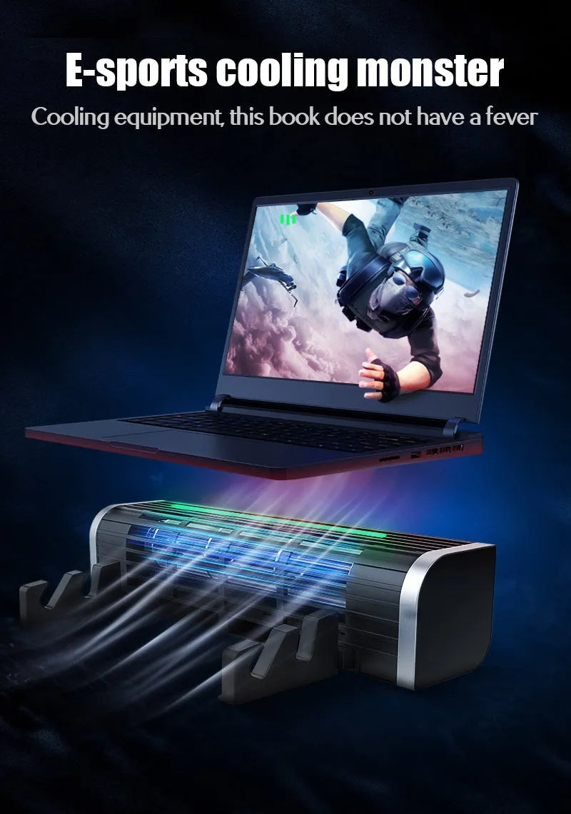 Black USB laptop cooling pad with dual fans, showing dimensions of 294mm length by 65mm height.
