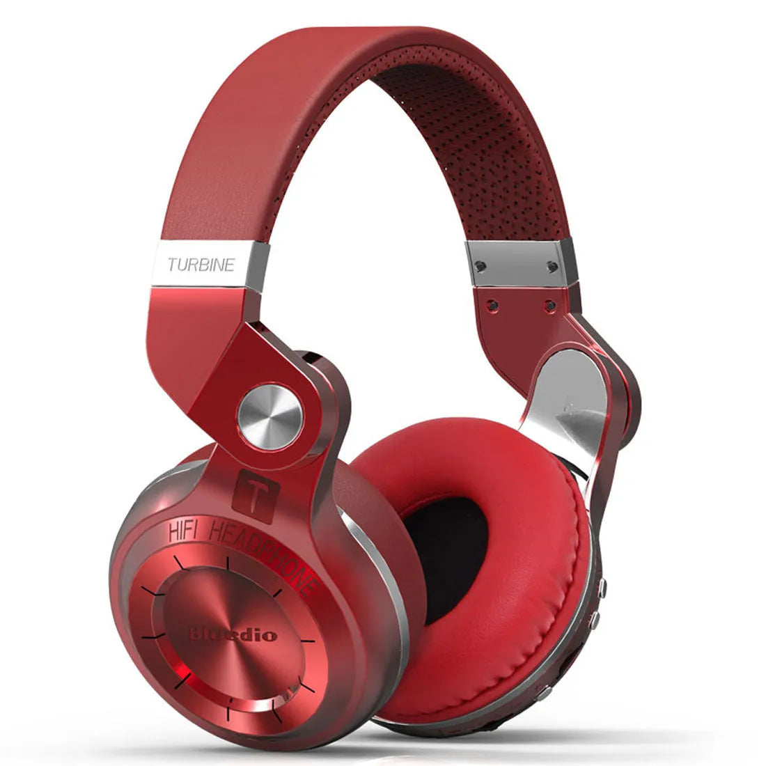 Bluetooth headset with head-mounted design in black, blue, red or white colours with subwoofer line