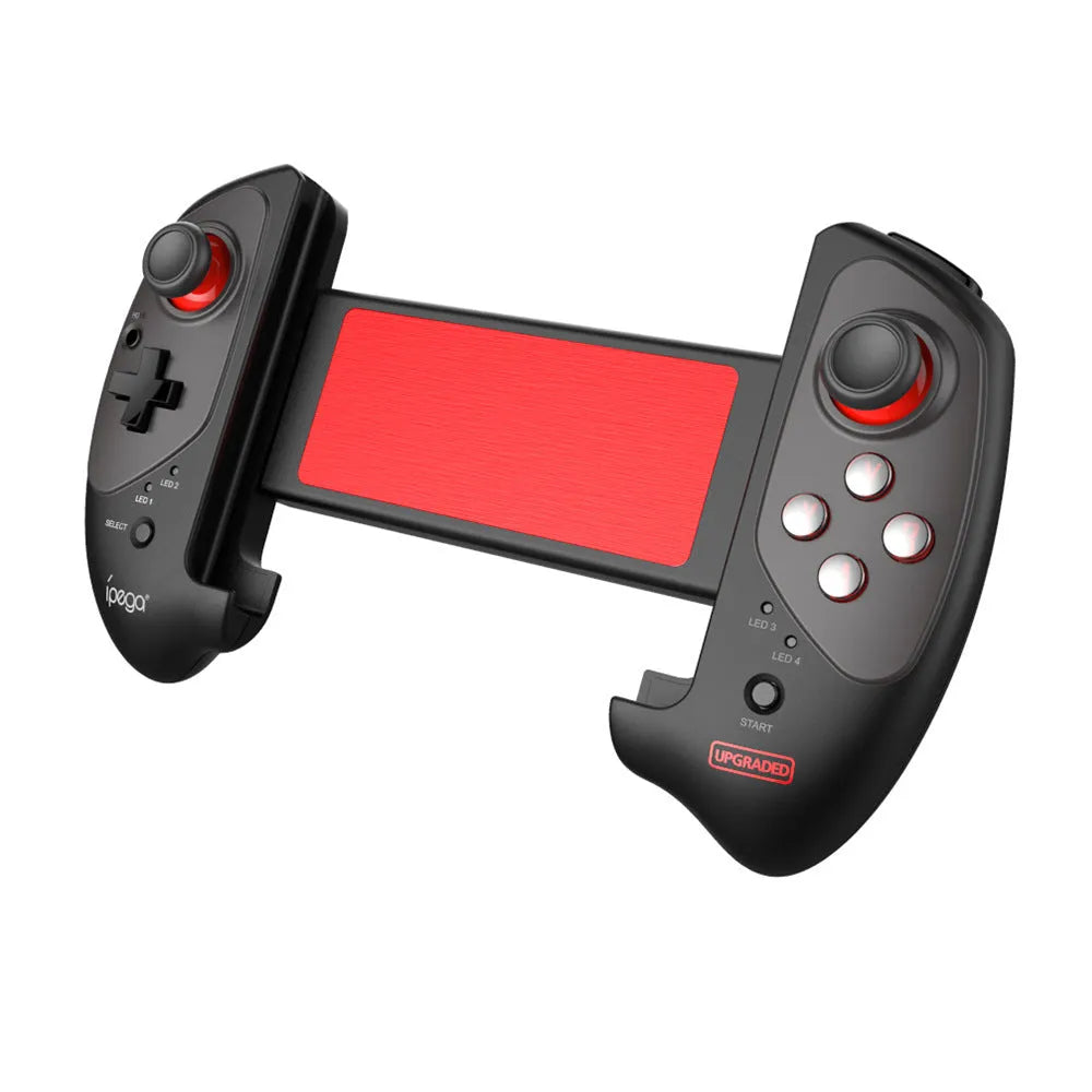 Red telescopic Bluetooth gamepad controller with USB cable for Android IOS and PC gaming