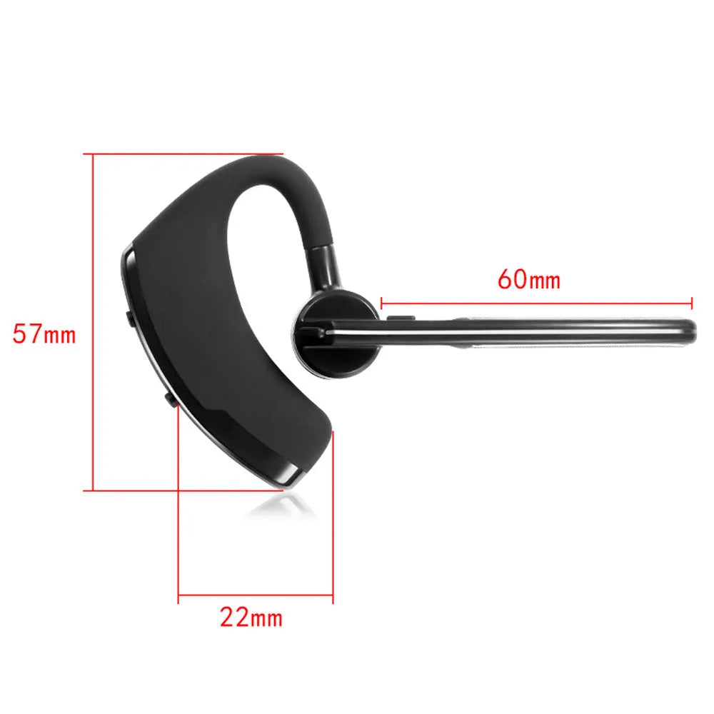 V9 Bluetooth wireless headset with earbud and charging cable on a white background