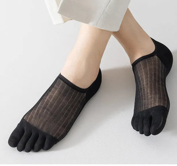 Modal cotton five-finger ultra-thin breathable boat socks in solid colours
