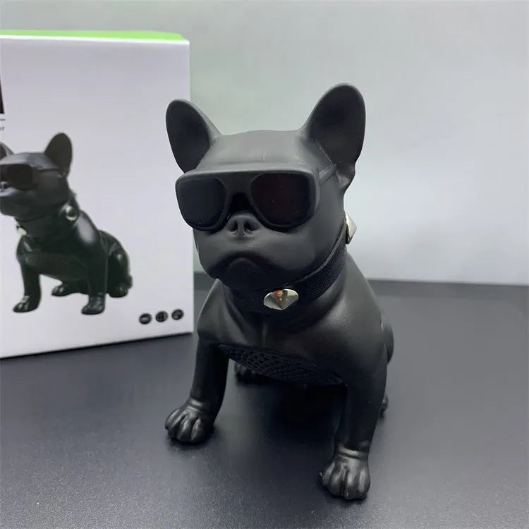 Mini full body bulldog Bluetooth speaker in black, red, or white colours with wireless audio streaming