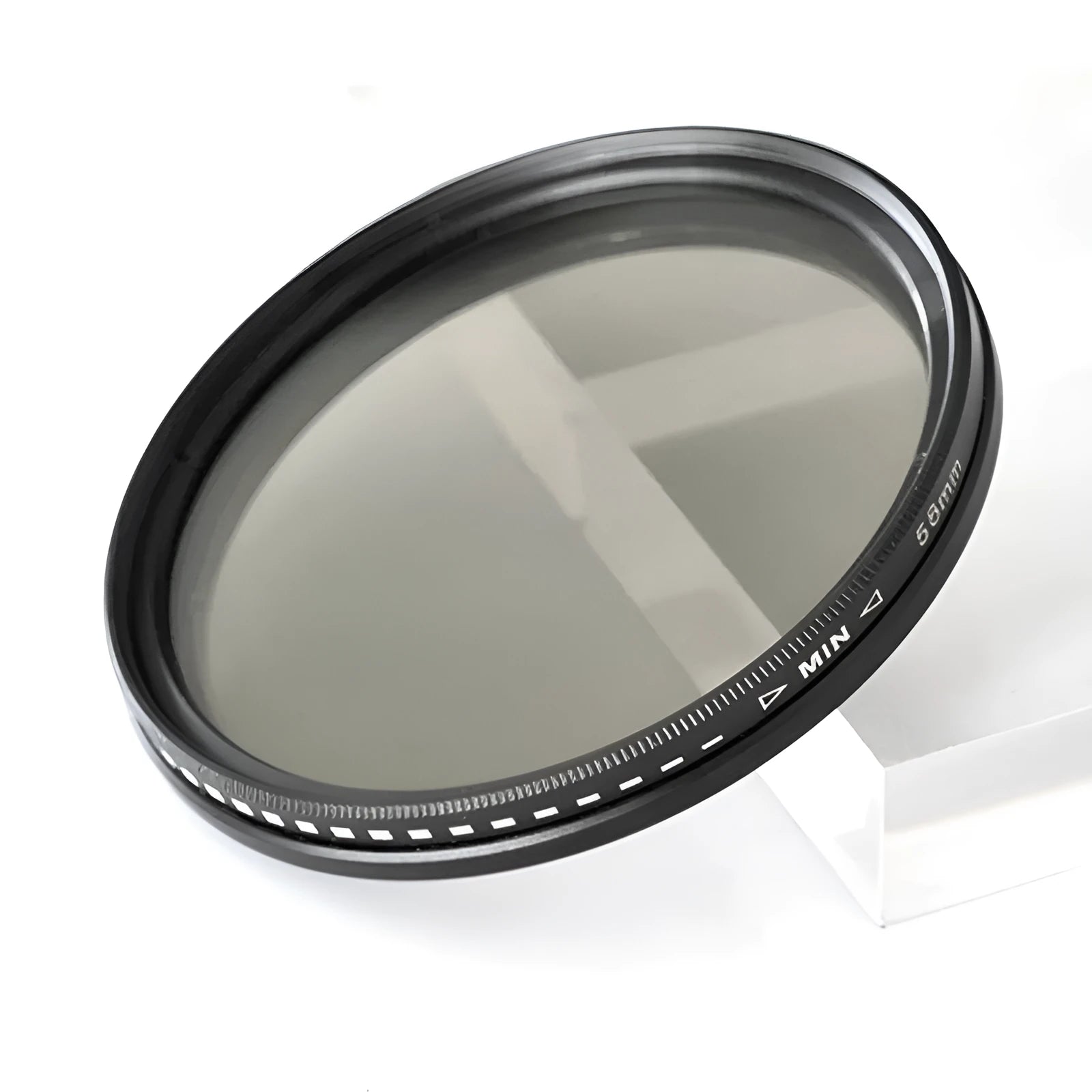 Set of four camera neutral density filters in various thread sizes from 37mm to 95mm.