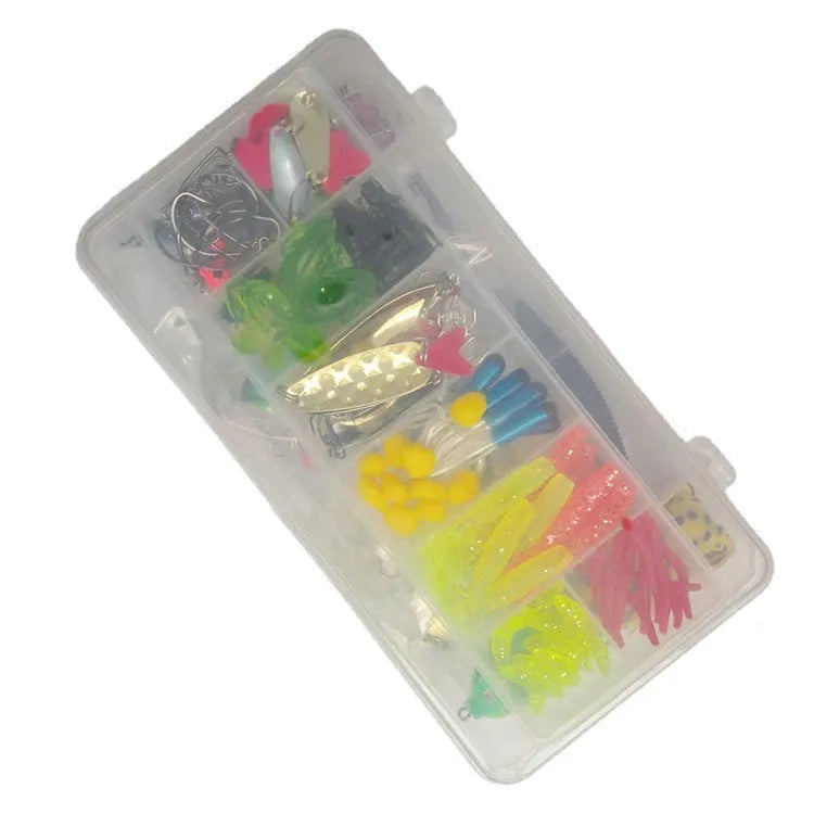 142-piece fishing lure set with fishing pliers and hard mino sequins in assorted colours