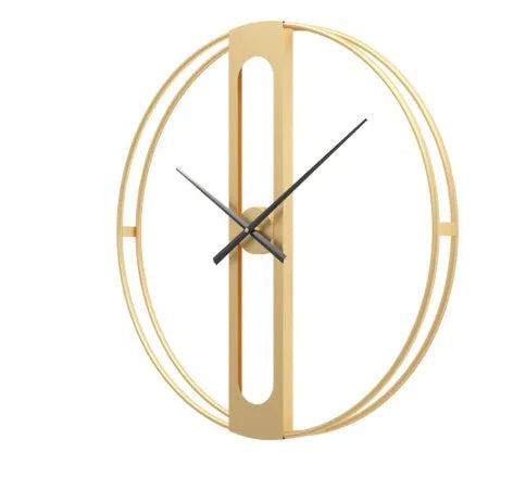 50cm round metal wall clock in black or gold colour with battery-powered movement