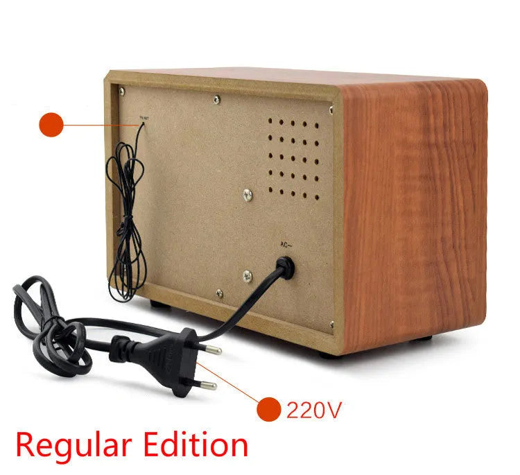 R08 wooden old-fashioned semiconductor home Bluetooth radio in dark brown, FM AM with tone control