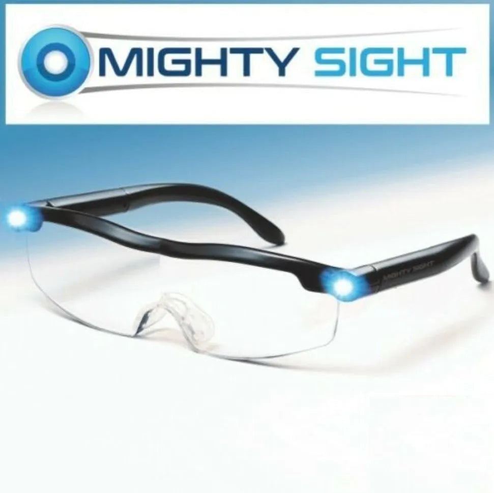 Transparent black USB LED reading glasses with integrated light and ABS frame