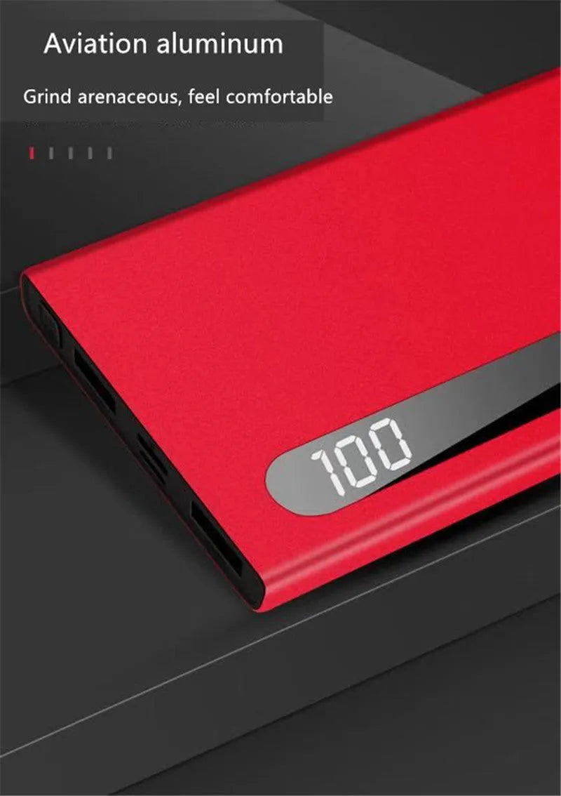 Ultra-thin 20000mAh power bank with digital display in black