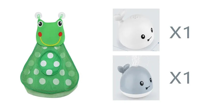 Automatic water induction whale bath toy spraying water with colourful LED lights