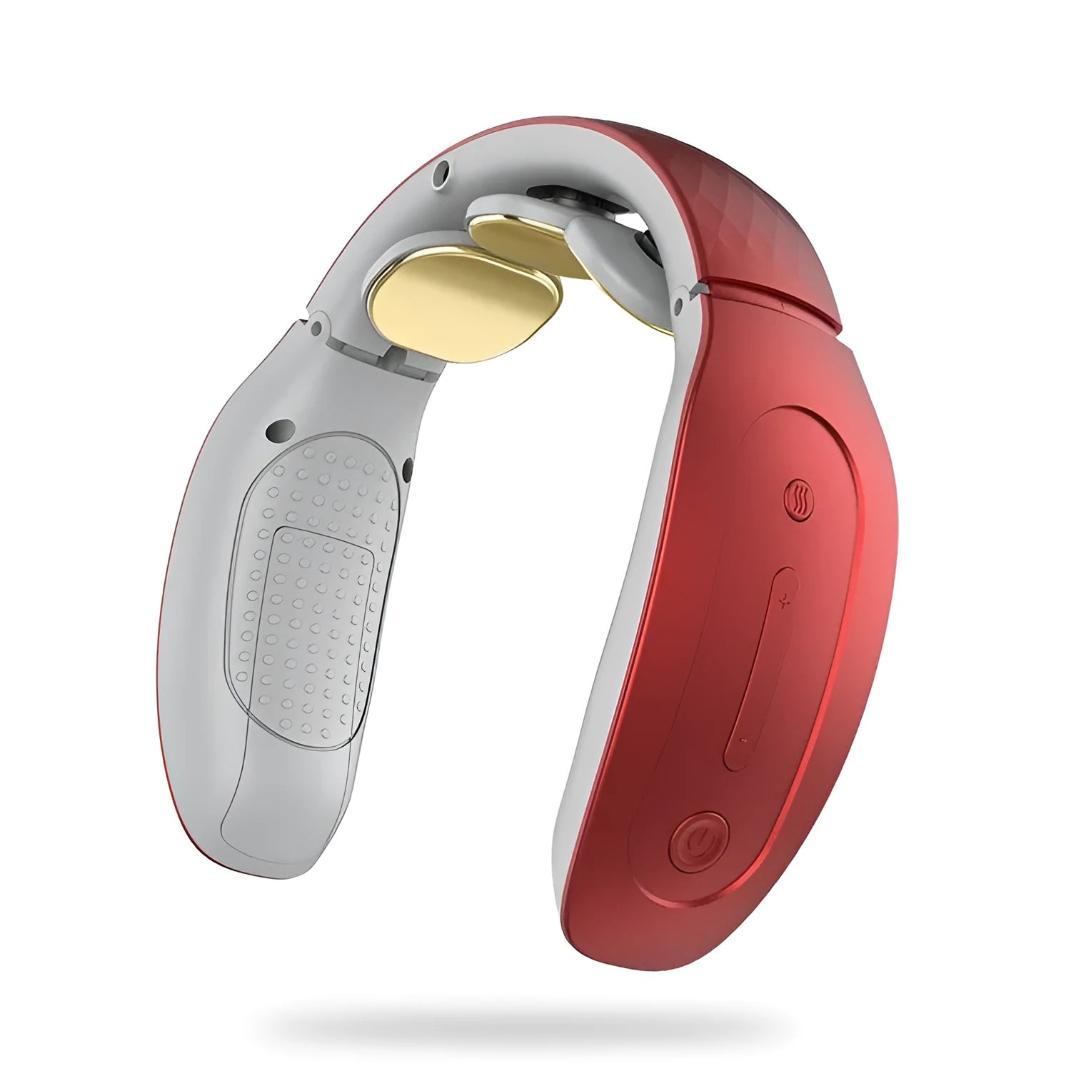 Small red and white intelligent cervical massager with battery power and multiple massage modes
