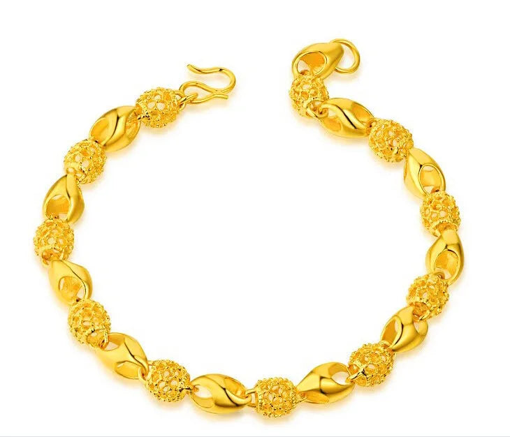 Gold-plated brass bracelet with vacuum gold finish on brass base for wedding photography