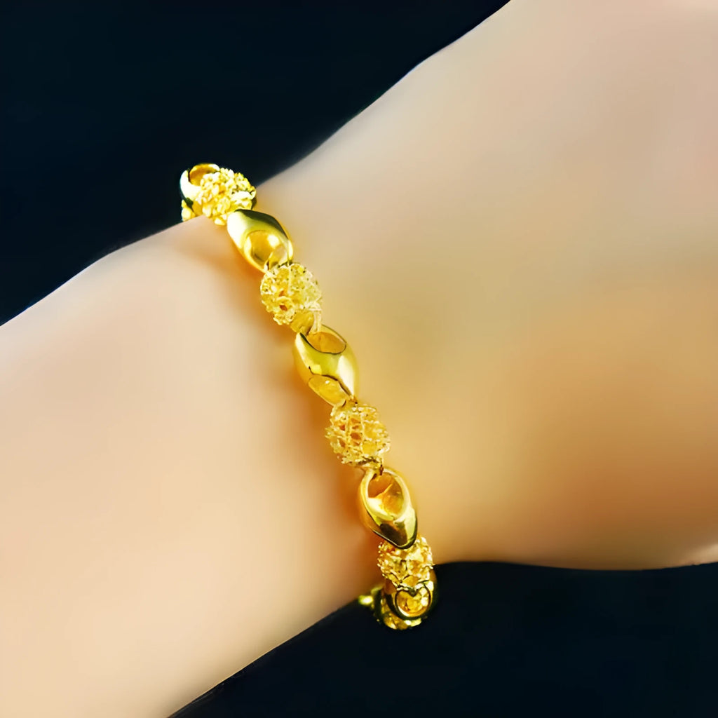 Gold-plated brass bracelet with vacuum gold finish on brass base for wedding photography