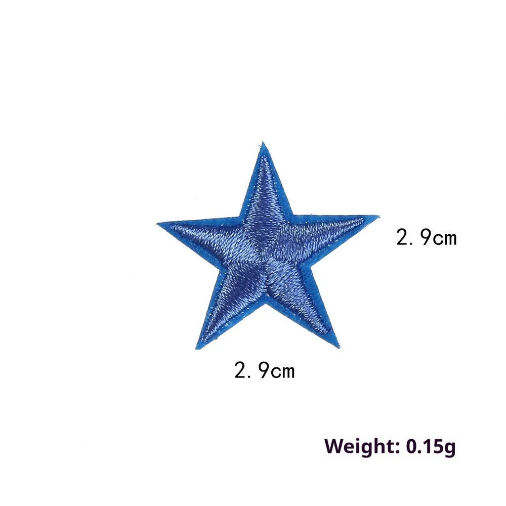 Colourful five-pointed star cloth embroidery stickers for DIY fabric decoration