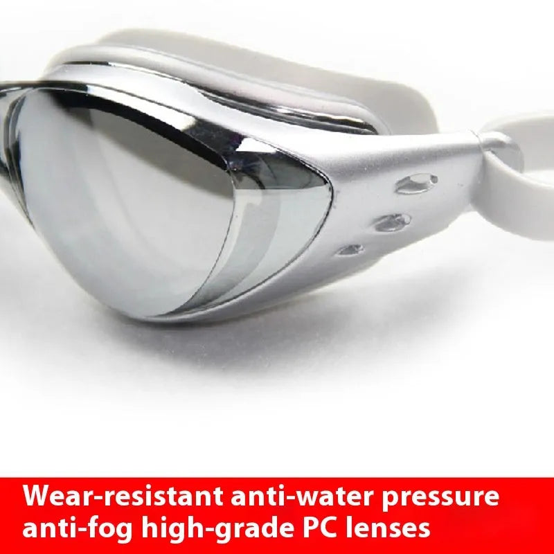 Opt6100 waterproof anti-fog myopia swimming goggles with PC lenses in black frame