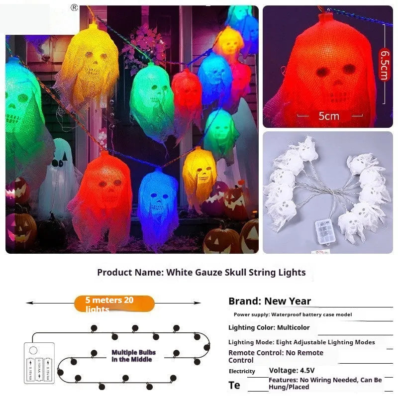 Halloween battery-powered LED coloured lights for indoor wall decoration with plastic shell