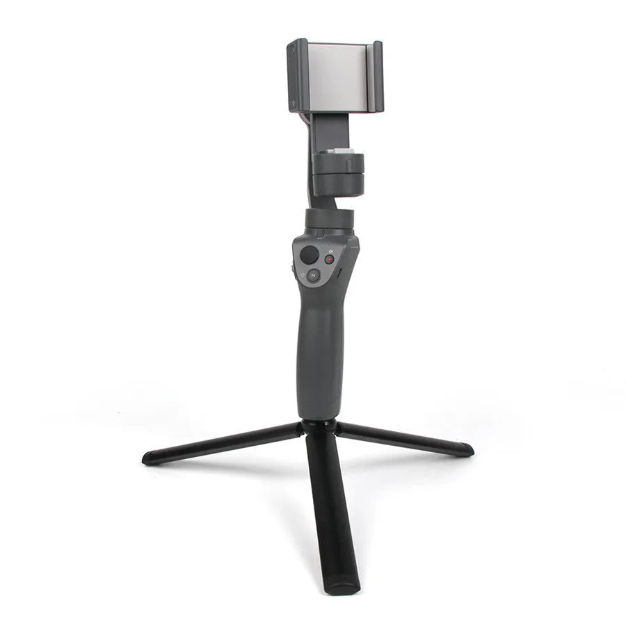 Black aluminium alloy mobile phone tripod and handheld stabiliser compatible with Apple iPhone