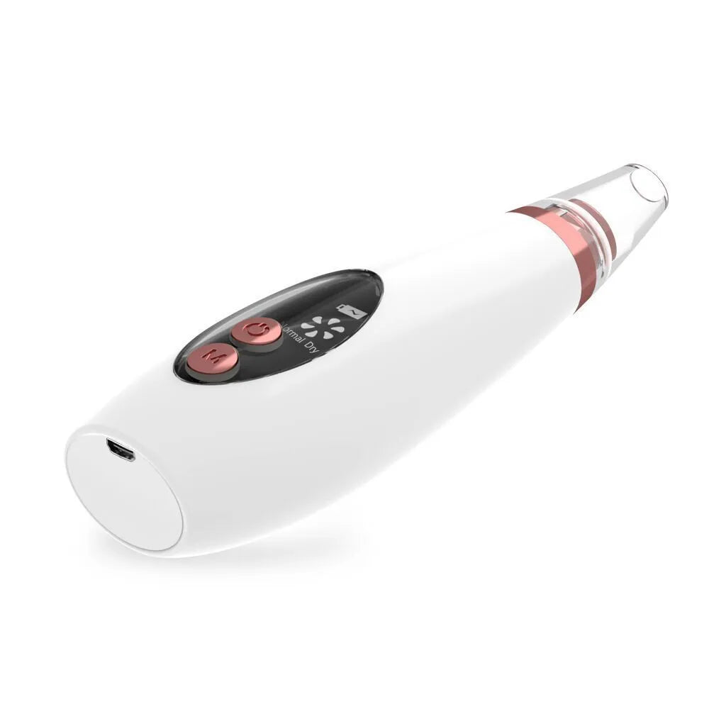 White blackhead pore vacuum cleaner with microcrystalline tip for nose and face cleansing, USB rechargeable