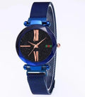 Starry Sky women's watch with magnetic mesh strap, 34mm alloy case, glass surface, diamond dial, available in multiple colours