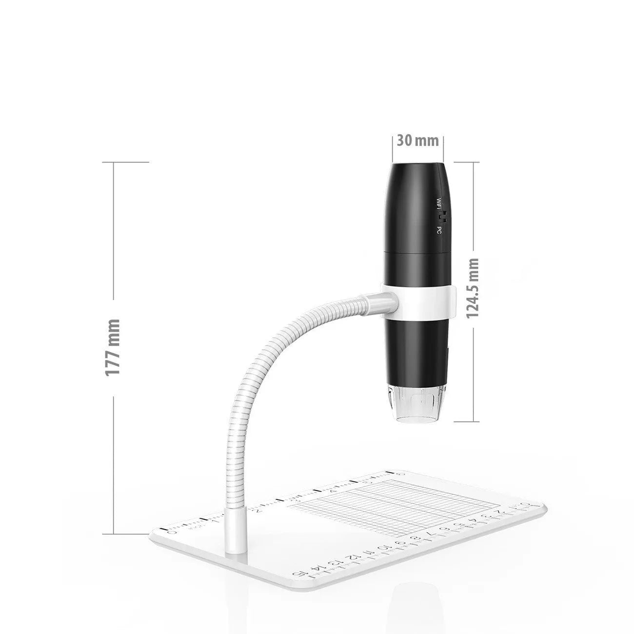 3-in-1 USB digital microscope with universal bracket, 1600X magnification, adjustable LED lights