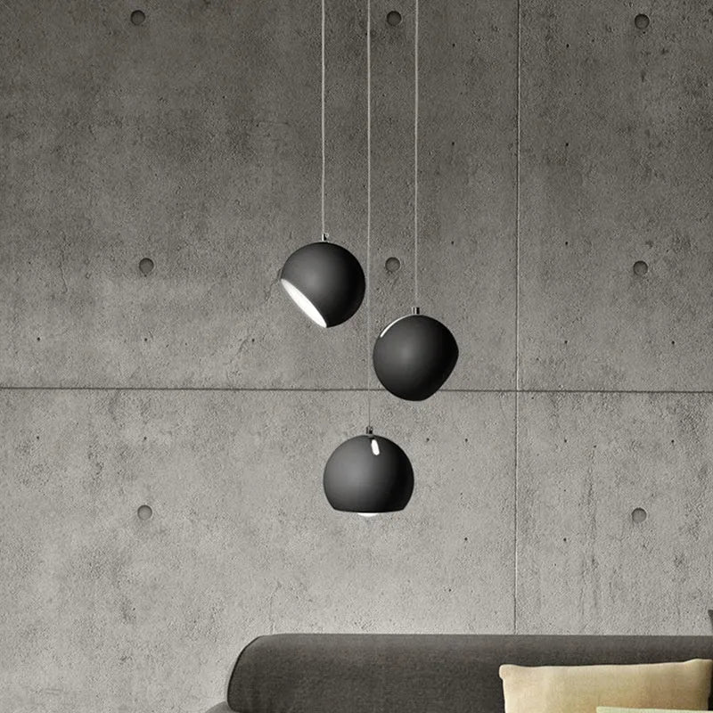 Ball chandelier table lamp with post-modern design in Nordic style, showing single and three-head configurations