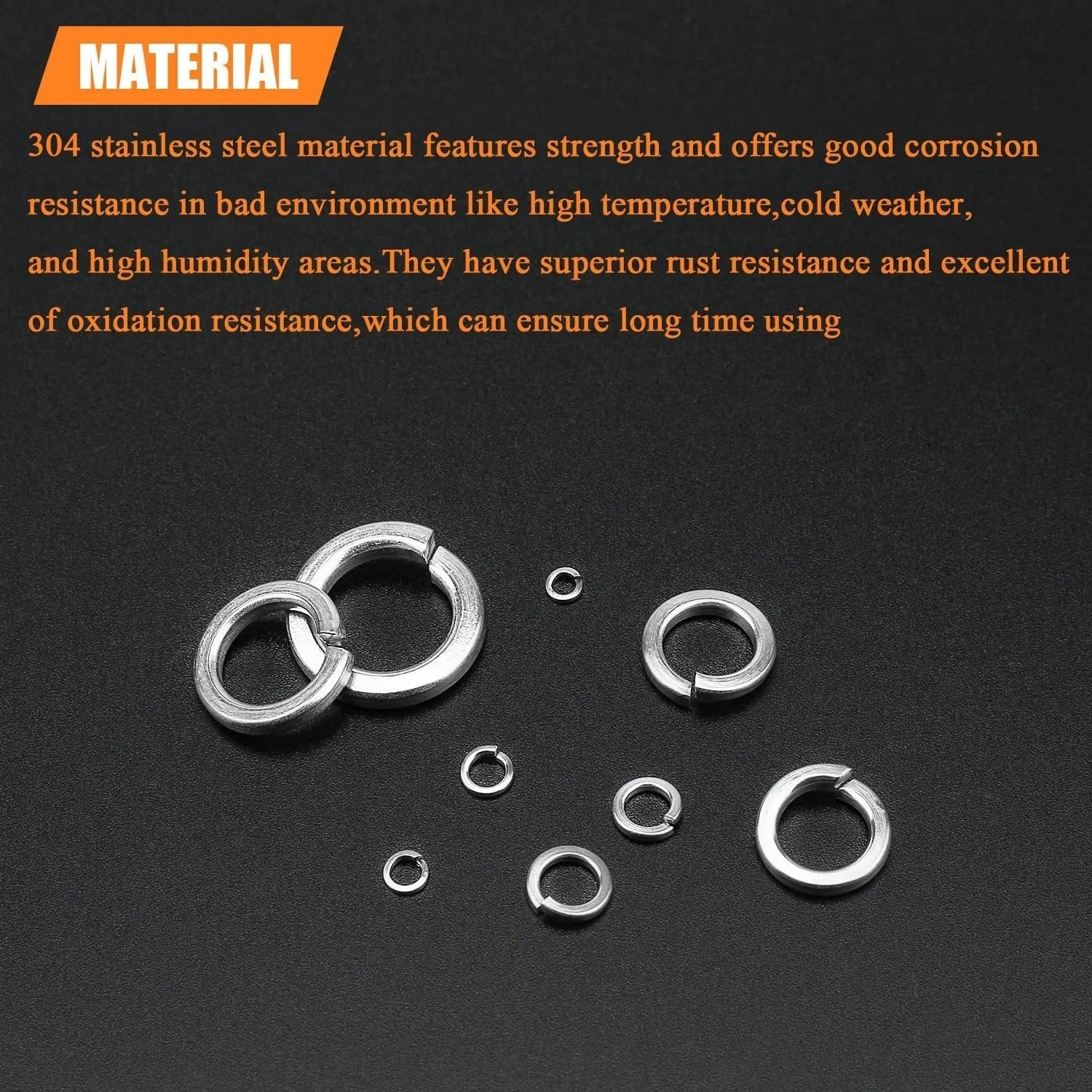 304 stainless steel spring lock washer combination box containing 900 pieces with 2-12mm diameters
