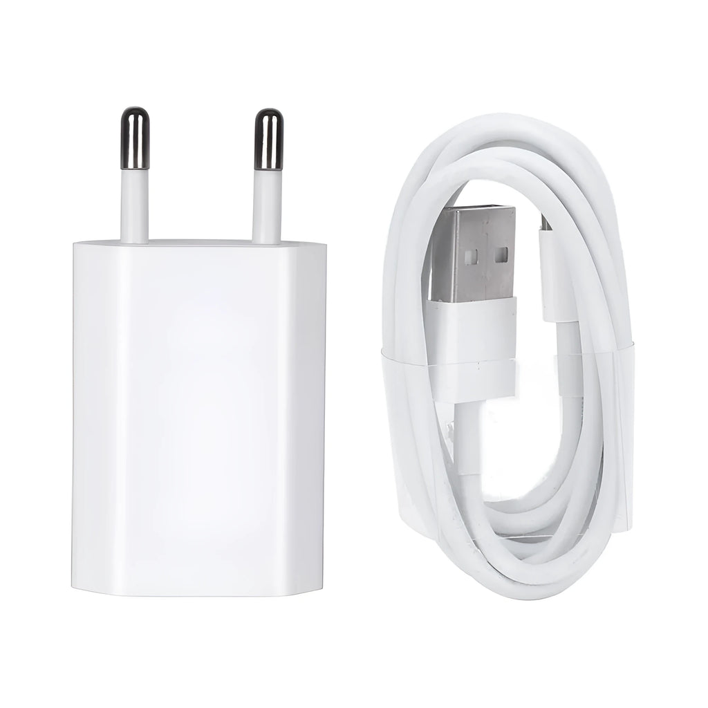 5V 2A USB travel wall charger with charging cable for iPhone and iPad devices
