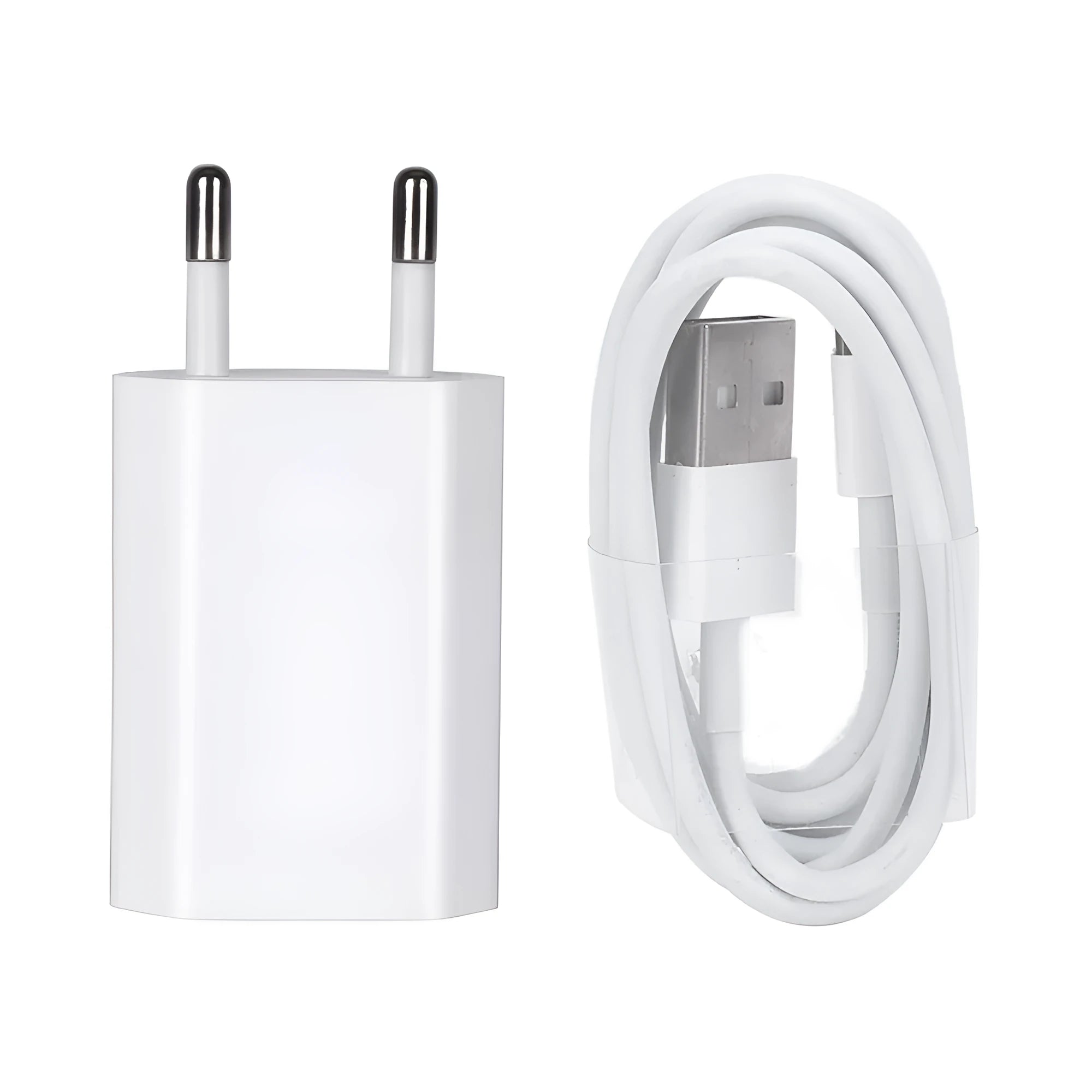 5V 2A USB travel wall charger with charging cable for iPhone and iPad devices