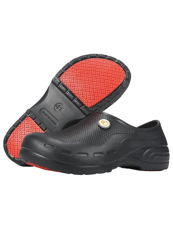 Men's non-slip work shoes orange and black PU upper rubber sole for adult men