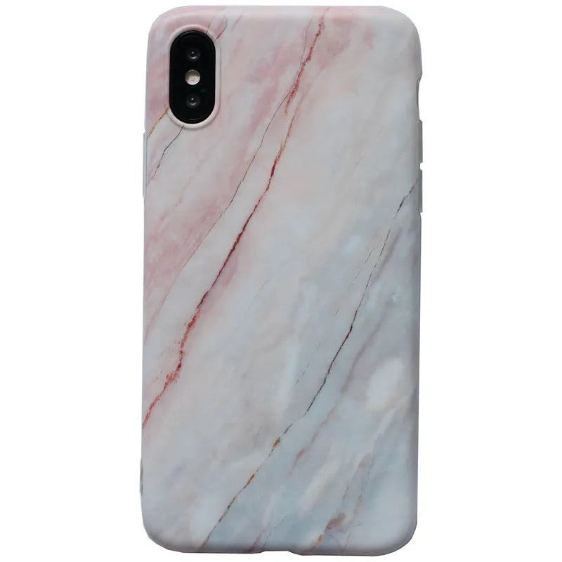 White marble silicone back cover for iPhone 7 Plus with cutouts for camera and charging port