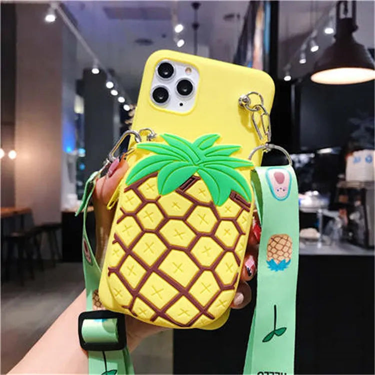 Cartoon camouflage silicone wallet case for Huawei phones showing built-in card slots on the back.