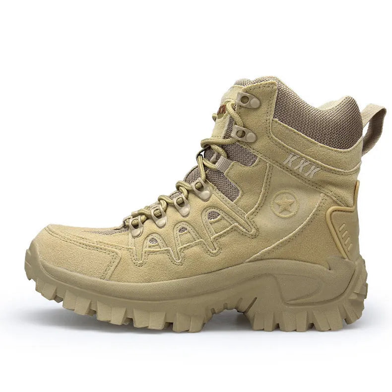 US Army Delta tactical boots in black and sand colours with velvet and leather upper, rubber sole