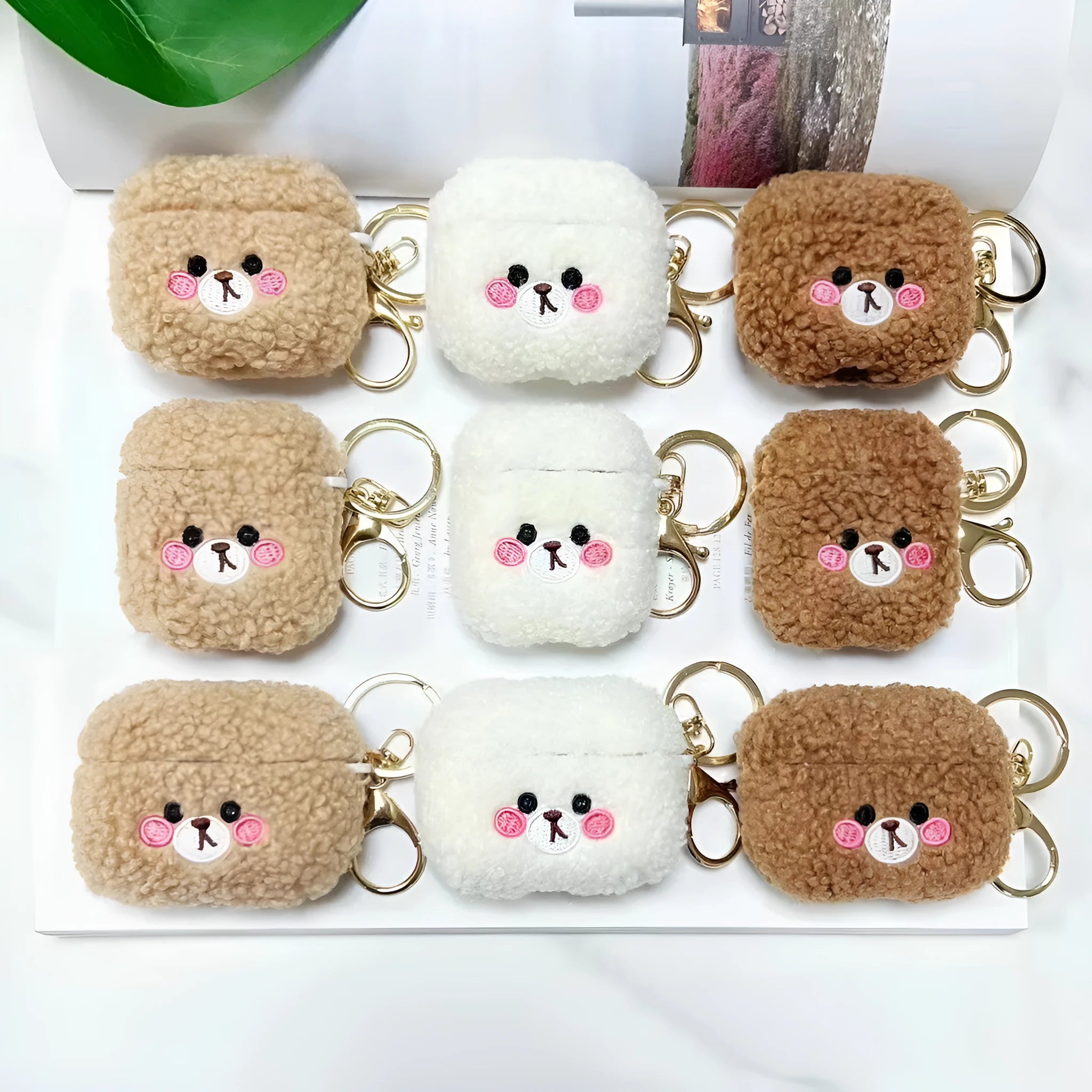 White TPU plush earphone cover for Airpods Pro 2 charging case, all-inclusive design