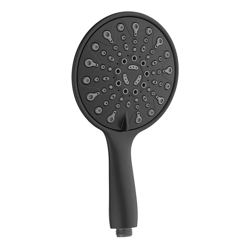 Six-function handheld shower head with 6-inch diameter and electroplated finish showing spray selector