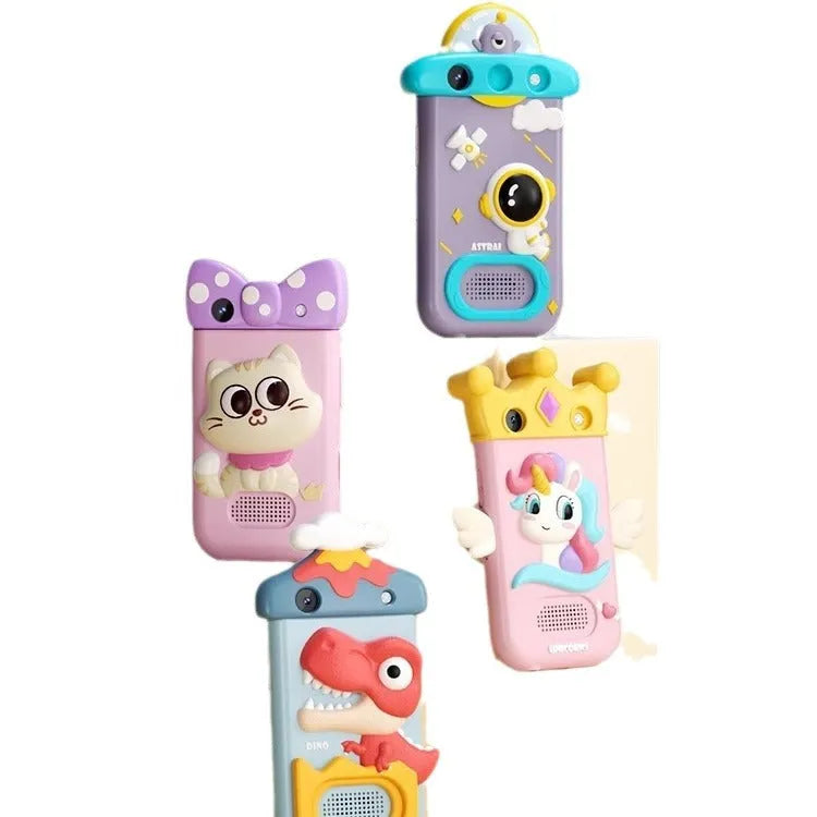Children's toy simulation puzzle touch screen mobile phone with 4K flip large lens in cat style