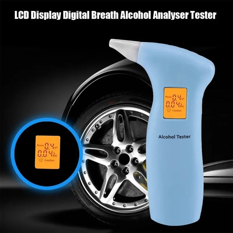 Portable orange light breath alcohol tester with replaceable mouthpiece