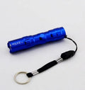 Black aluminium alloy mini LED flashlight showing compact size and detail.