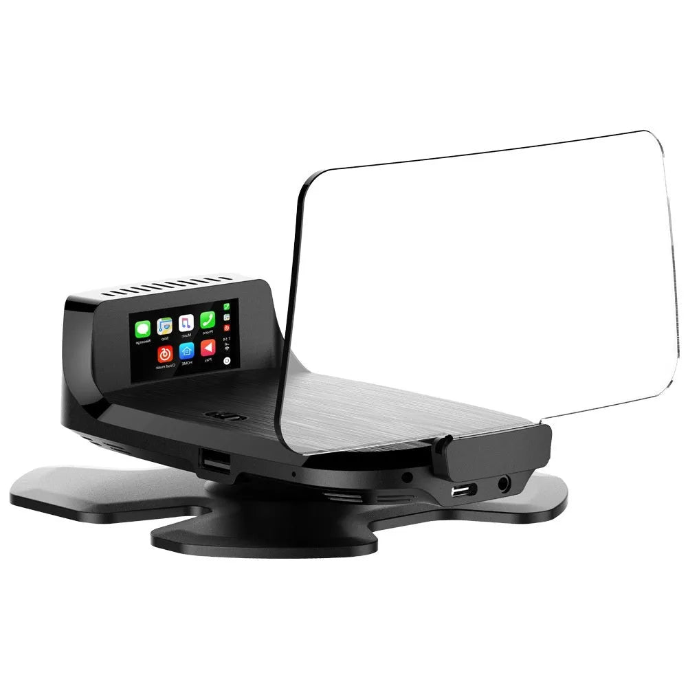 Black HUD head-up display with HD speed projection and OBD power cable for universal car fit