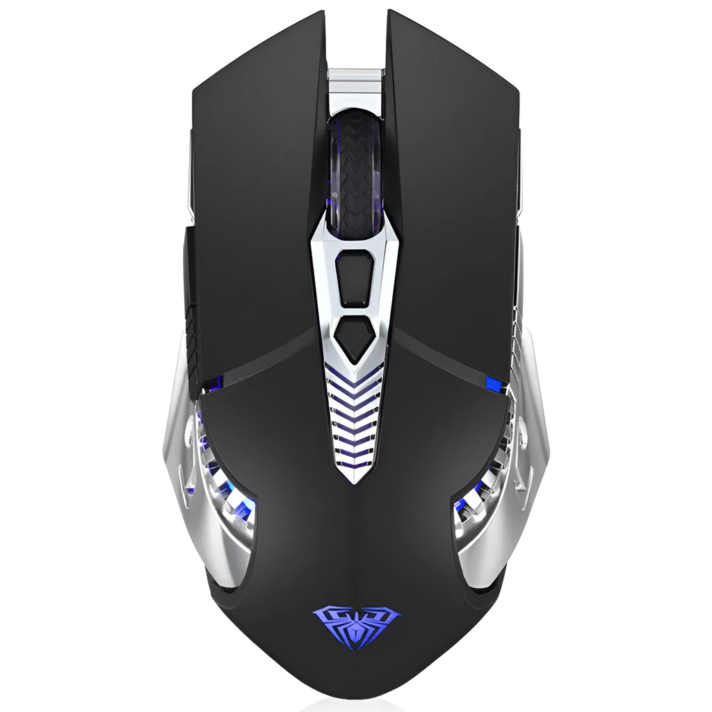 Black silent wireless Bluetooth e-sports mouse with 800mAh rechargeable battery