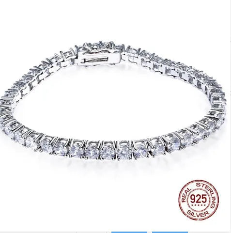 S925 silver bracelet with micro inlay floral leaf chain design on neutral background